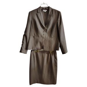 Travis Ayers Brown 3 Piece Skirt and Pants Suit Set Size 16